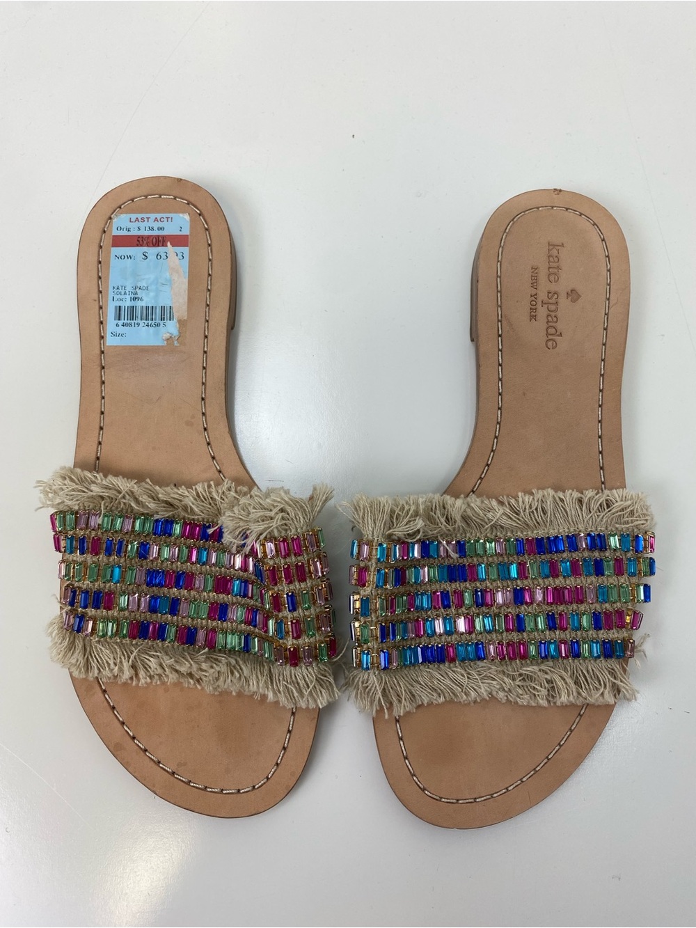 kate spade Multicolor Beaded Fringe Slide Sandals